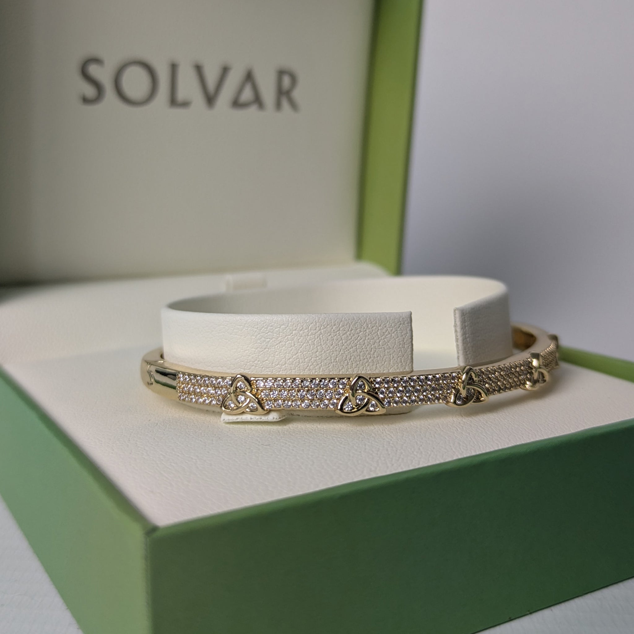 Gold Plated Crystal Trinity Knot Bangle