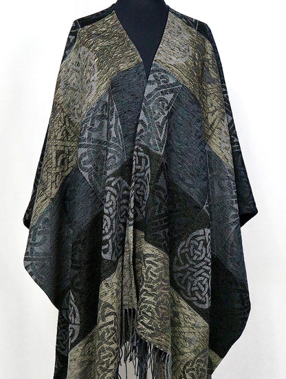 Celtic Knot Ruana Wrap - Ash 