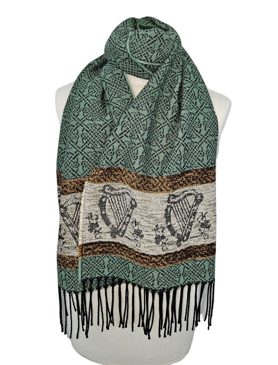 Celtic Border Pattern Scarf - Meadow 