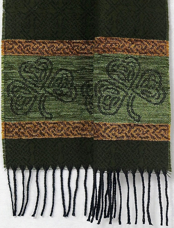 Celtic Border Pattern Scarf -Shamrock Olive 