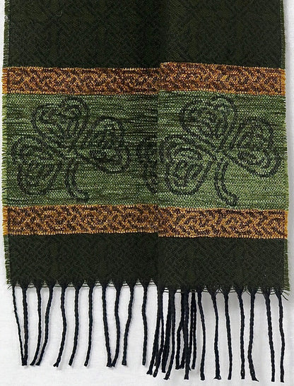 Celtic Border Pattern Scarf -Shamrock Olive 
