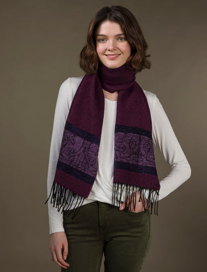 Celtic Birds Pattern Scarf - Berry 