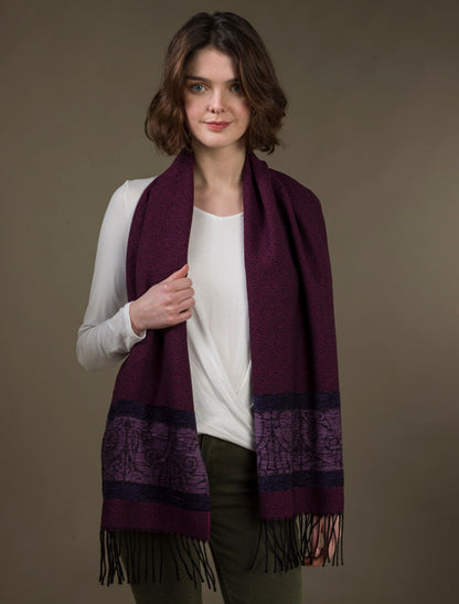 Celtic Birds Pattern Scarf - Berry 