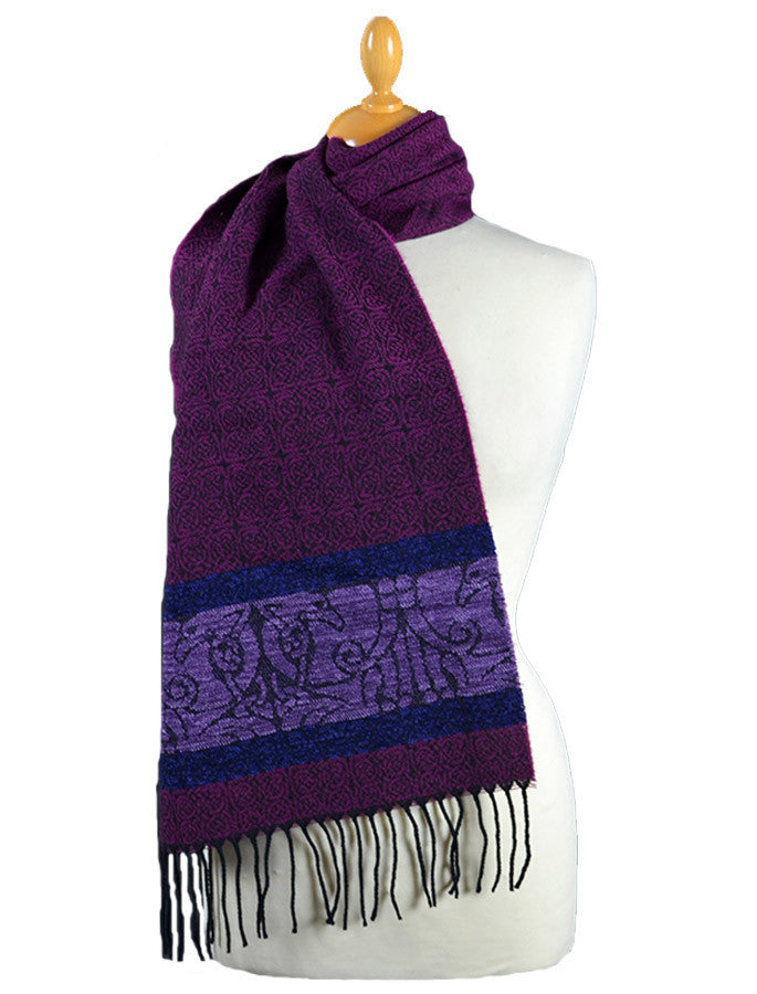 Celtic Birds Pattern Scarf - Berry 