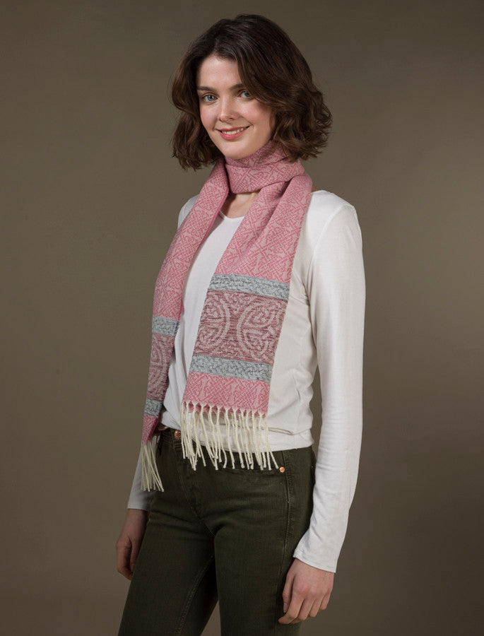 Celtic Border Pattern Scarf - Ice Pink 