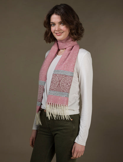Celtic Border Pattern Scarf - Ice Pink 