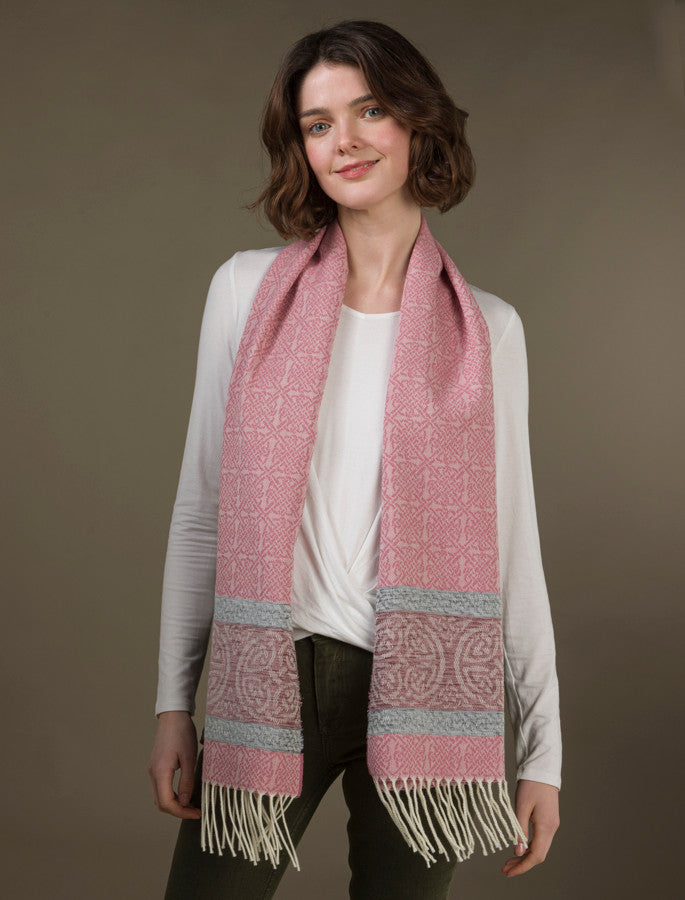 Celtic Border Pattern Scarf - Ice Pink 
