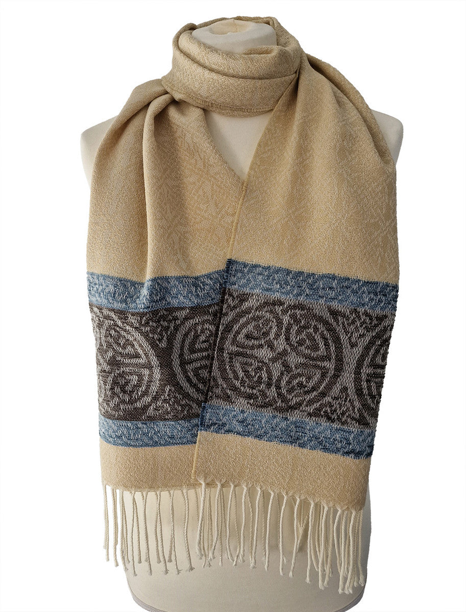 Celtic Border Pattern Scarf - Oatmeal 