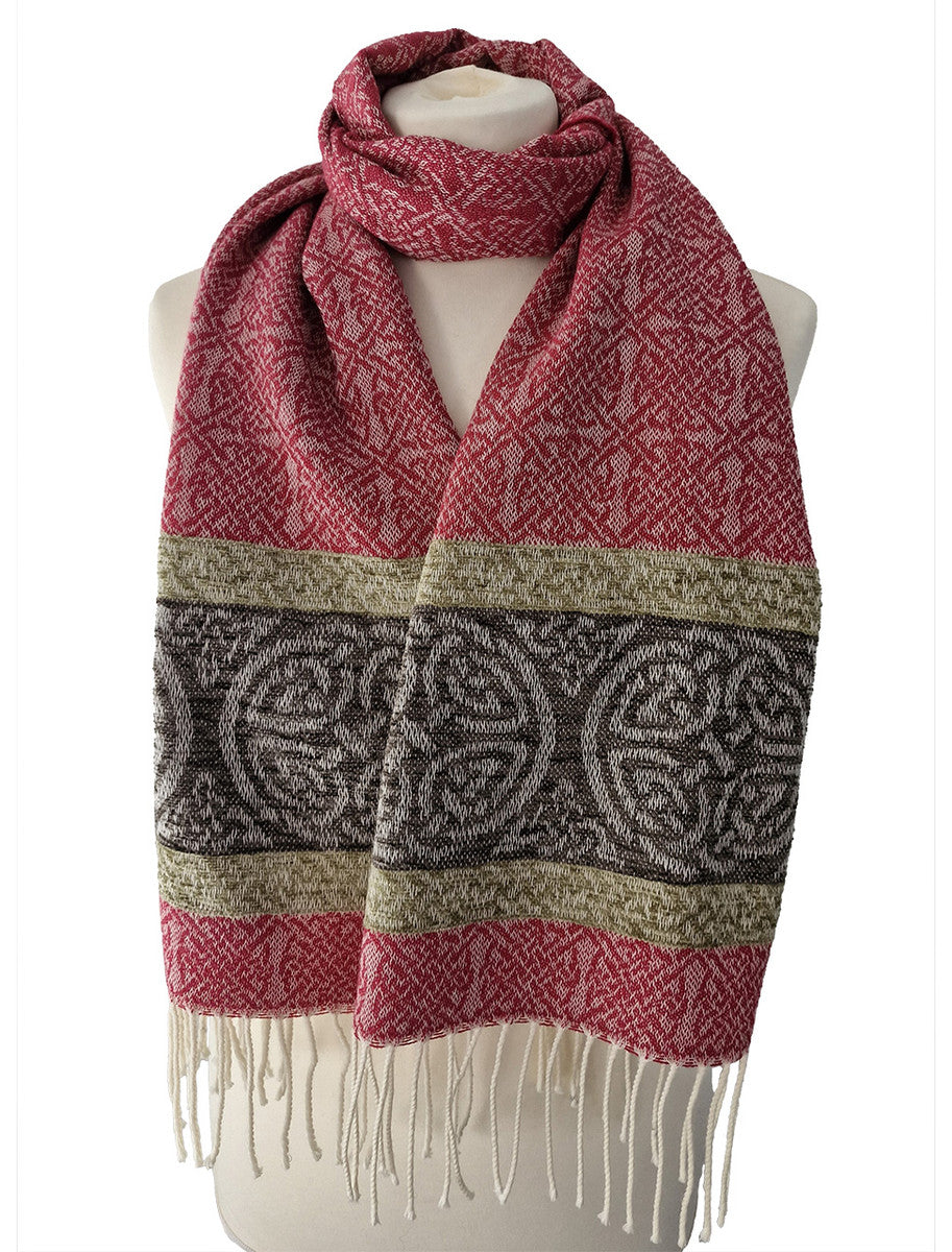 Celtic Border Pattern Scarf - Raspberry 