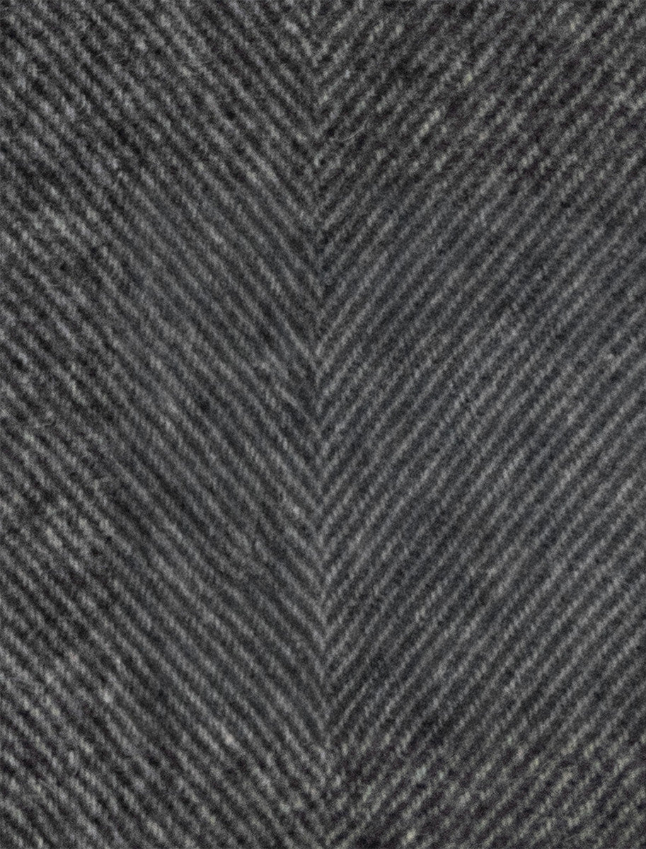 Pure Wool Herringbone Scarf - Charcoal/Winter White 