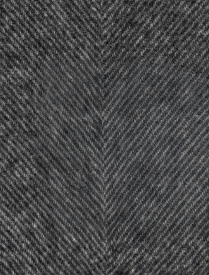 Pure Wool Herringbone Scarf - Charcoal/Winter White 