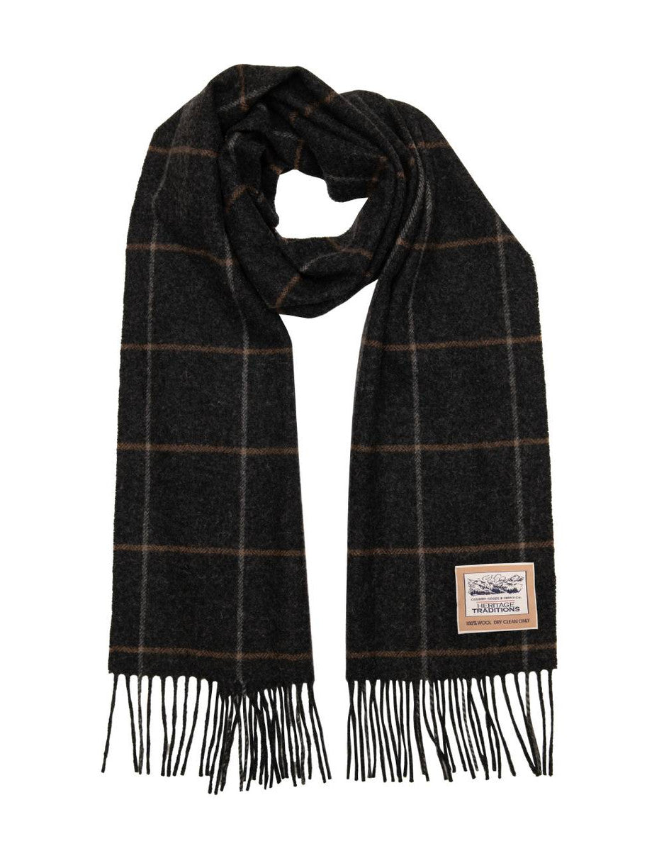 Pure Wool Herringbone Scarf - Grey Box 