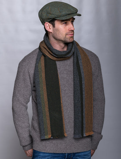 Soft Donegal Wool Scarf - Green &amp; Brown