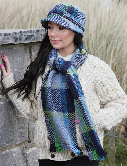 Wool Donegal Scarf - Galway Blue 