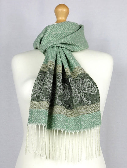 Celtic Border Pattern Scarf -Shamrock Mint 