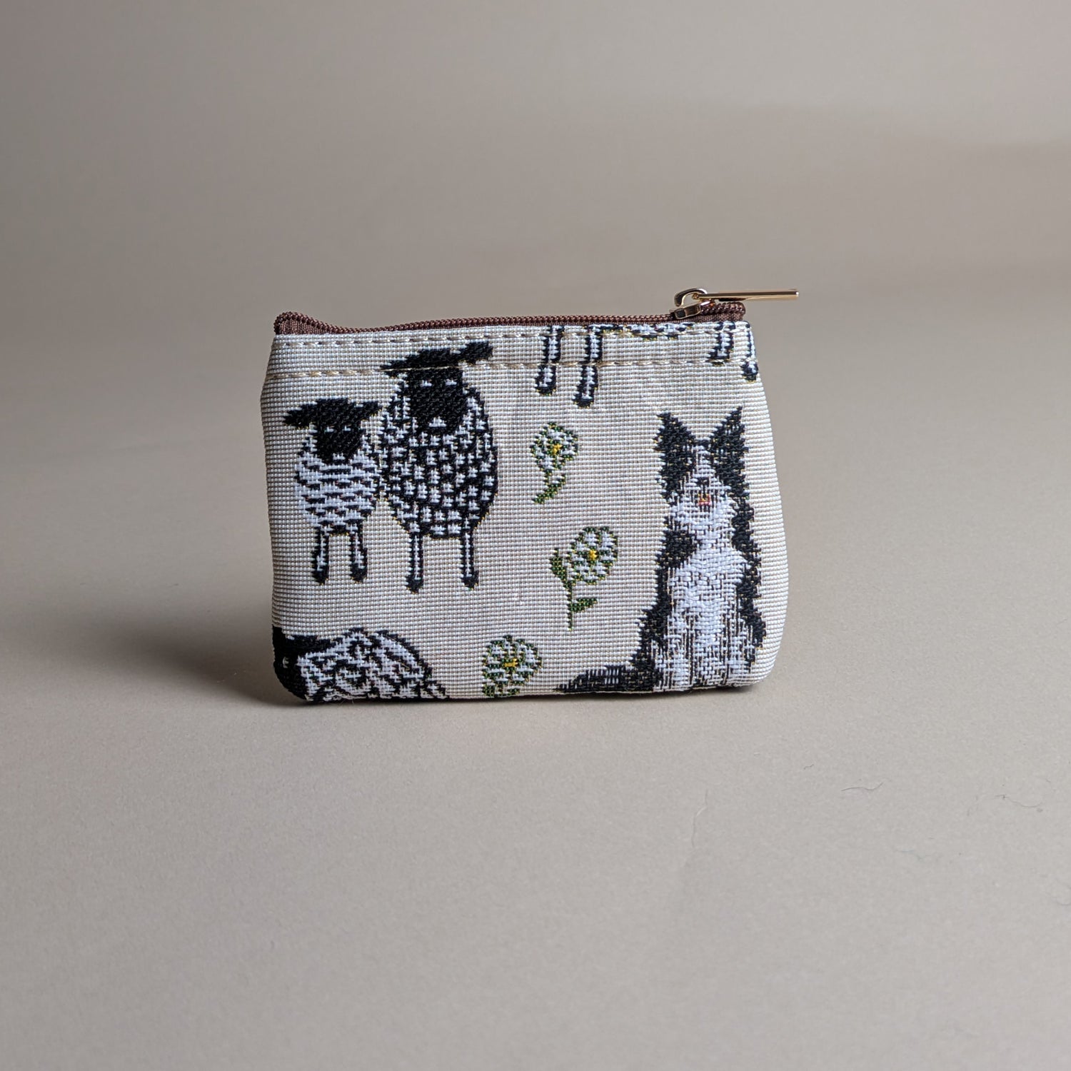 Sheep &amp; Collie Tapestry Zip Coin Purse