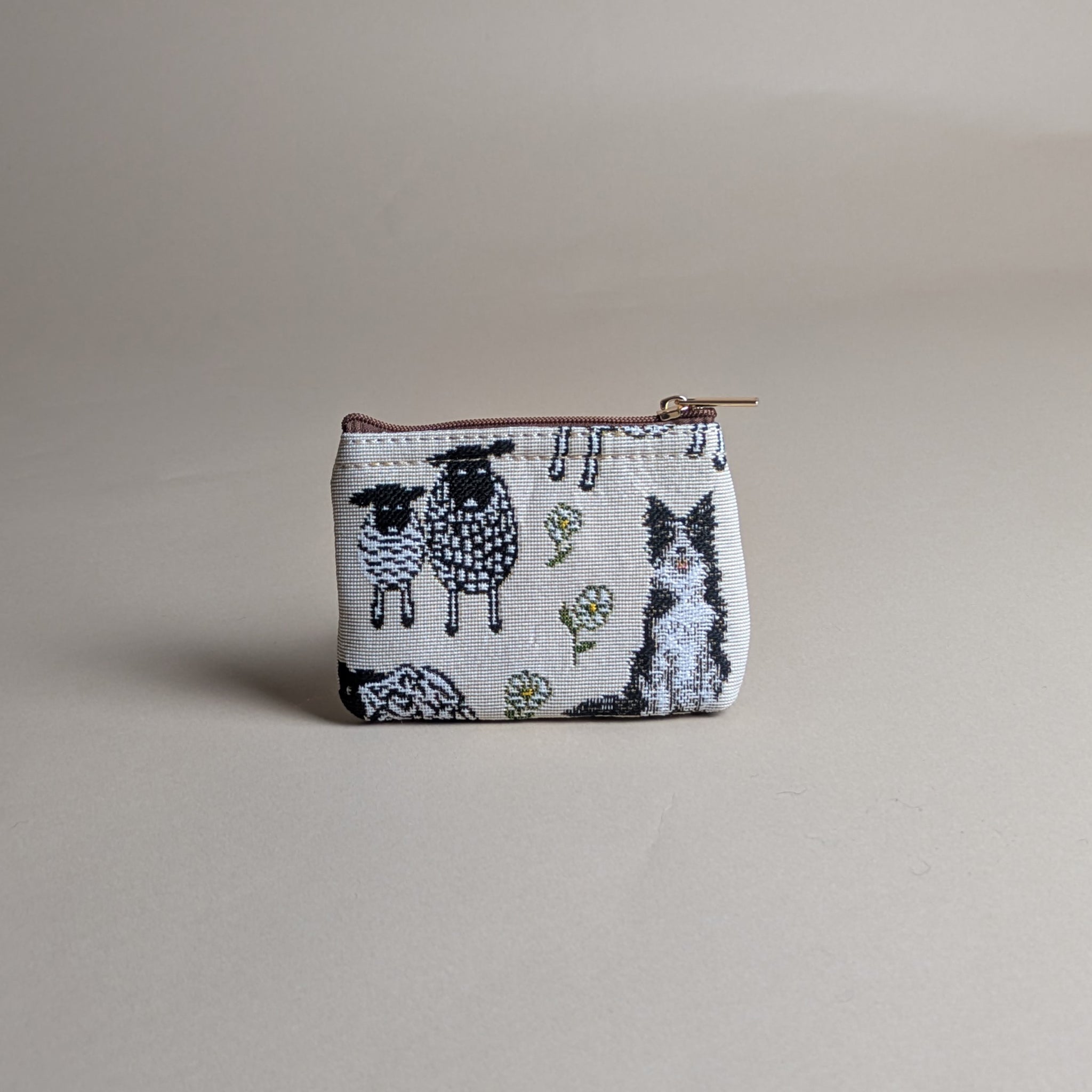 Sheep &amp; Collie Tapestry Zip Coin Purse