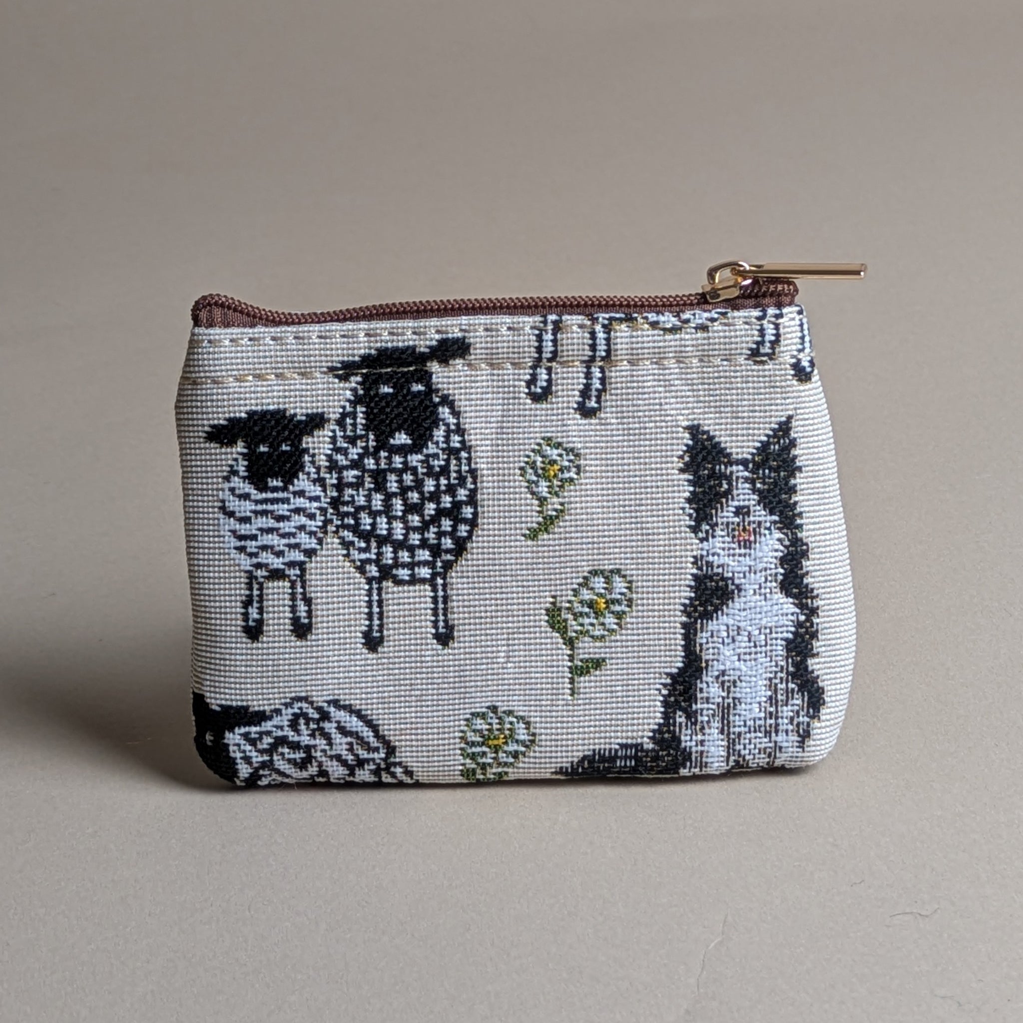 Sheep &amp; Collie Tapestry Zip Coin Purse