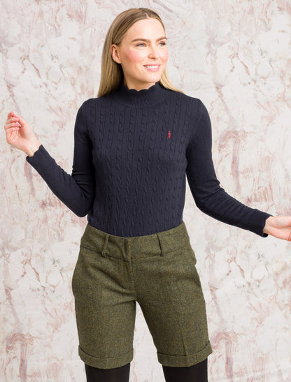 Maggie Tweed Shorts - Moss Fleck 