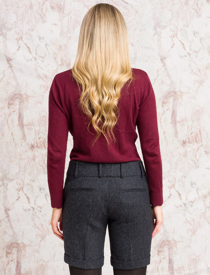 Maggie Tweed Shorts - Navy Fleck 