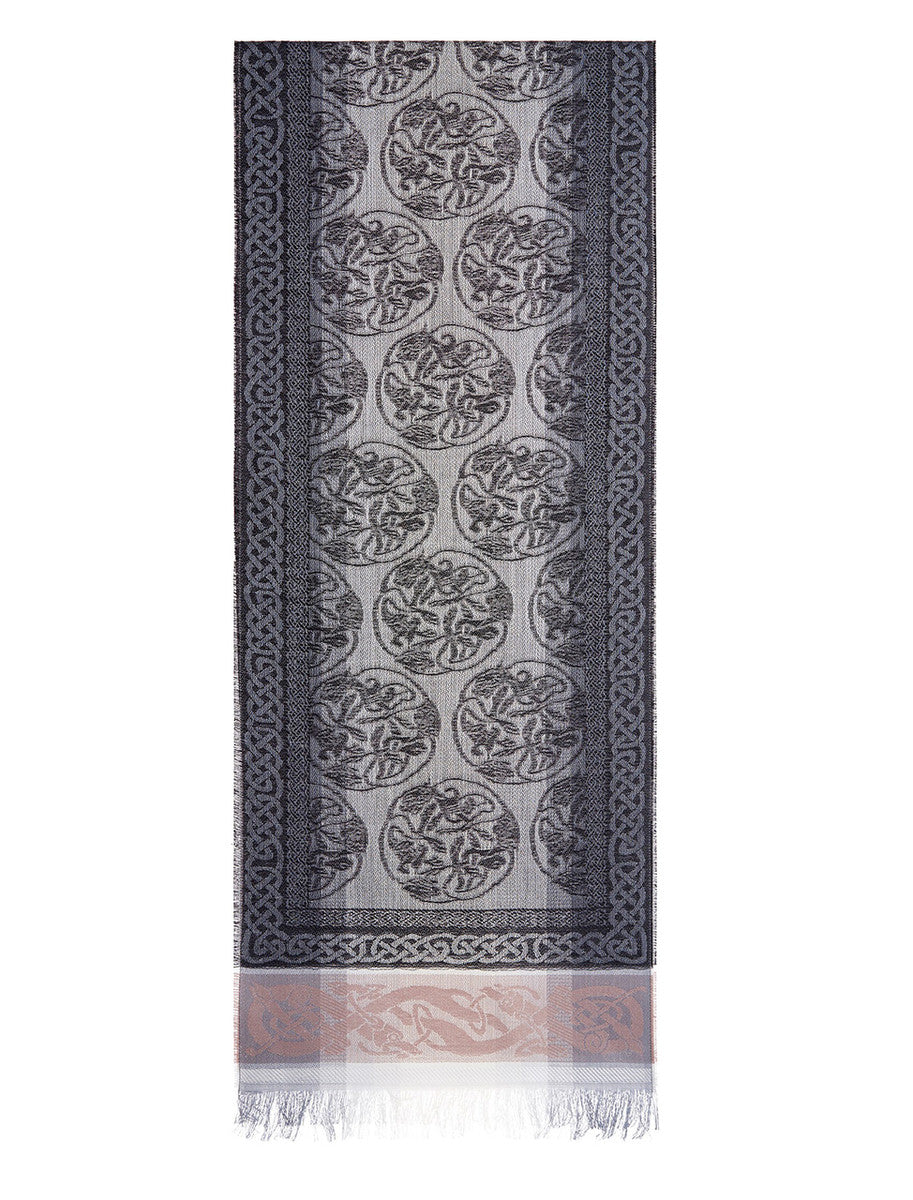 Extra Soft Celtic Motif Scarf - Charcoal 