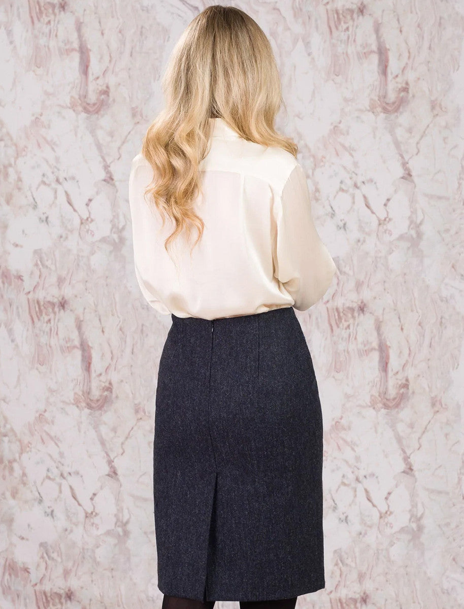 Mary Kate Tweed Skirts - Navy Fleck 