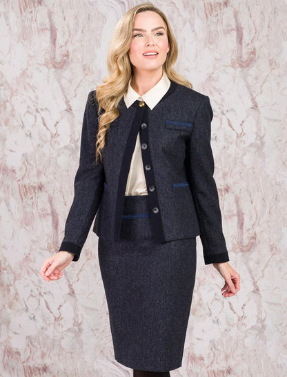 Mary Kate Tweed Skirts - Navy Fleck 