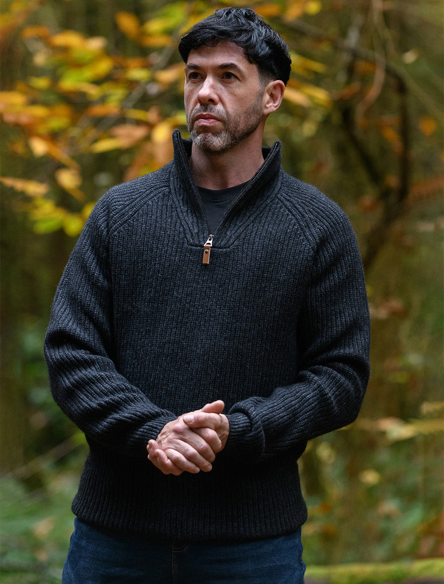 Killybegs Half-Zip Wool Sweater - Charcoal Marl 
