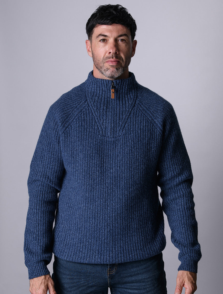 Killybegs Half-Zip Wool Sweater - IndigoMarl 