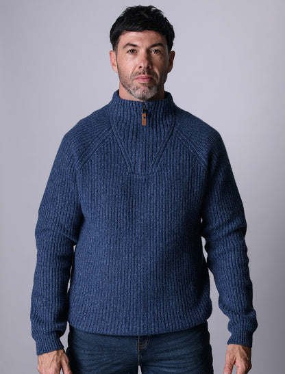 Killybegs Half-Zip Wool Sweater - IndigoMarl 