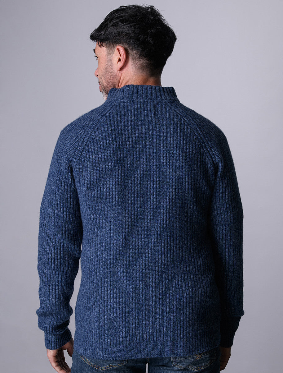 Killybegs Half-Zip Wool Sweater - IndigoMarl 