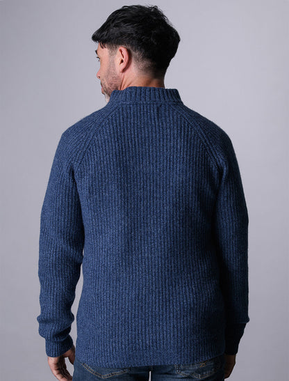 Killybegs Half-Zip Wool Sweater - IndigoMarl 