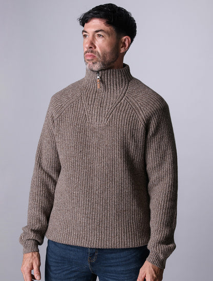 Killybegs Half-Zip Wool Sweater - Mole Marl 