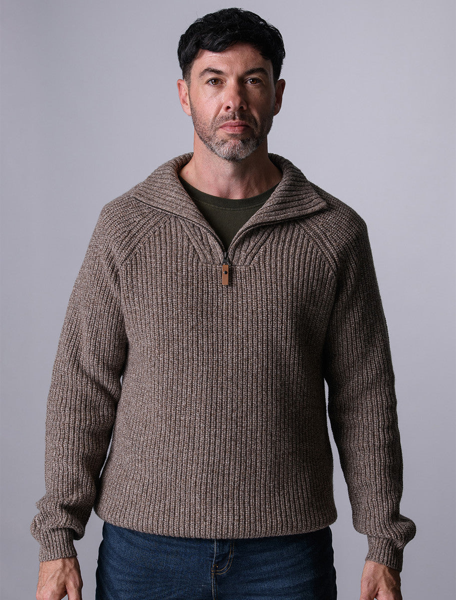 Killybegs Half-Zip Wool Sweater - Mole Marl 