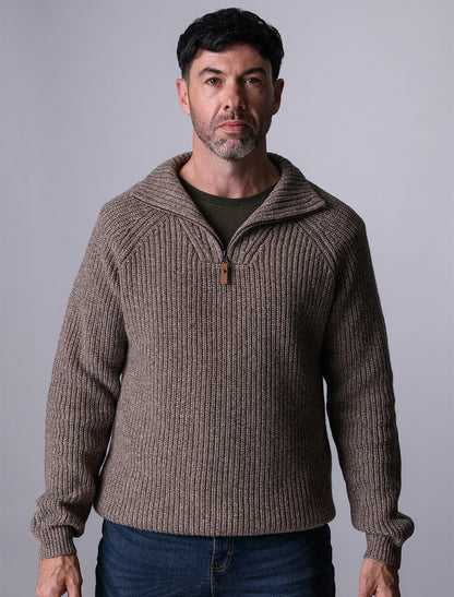 Killybegs Half-Zip Wool Sweater - Mole Marl 