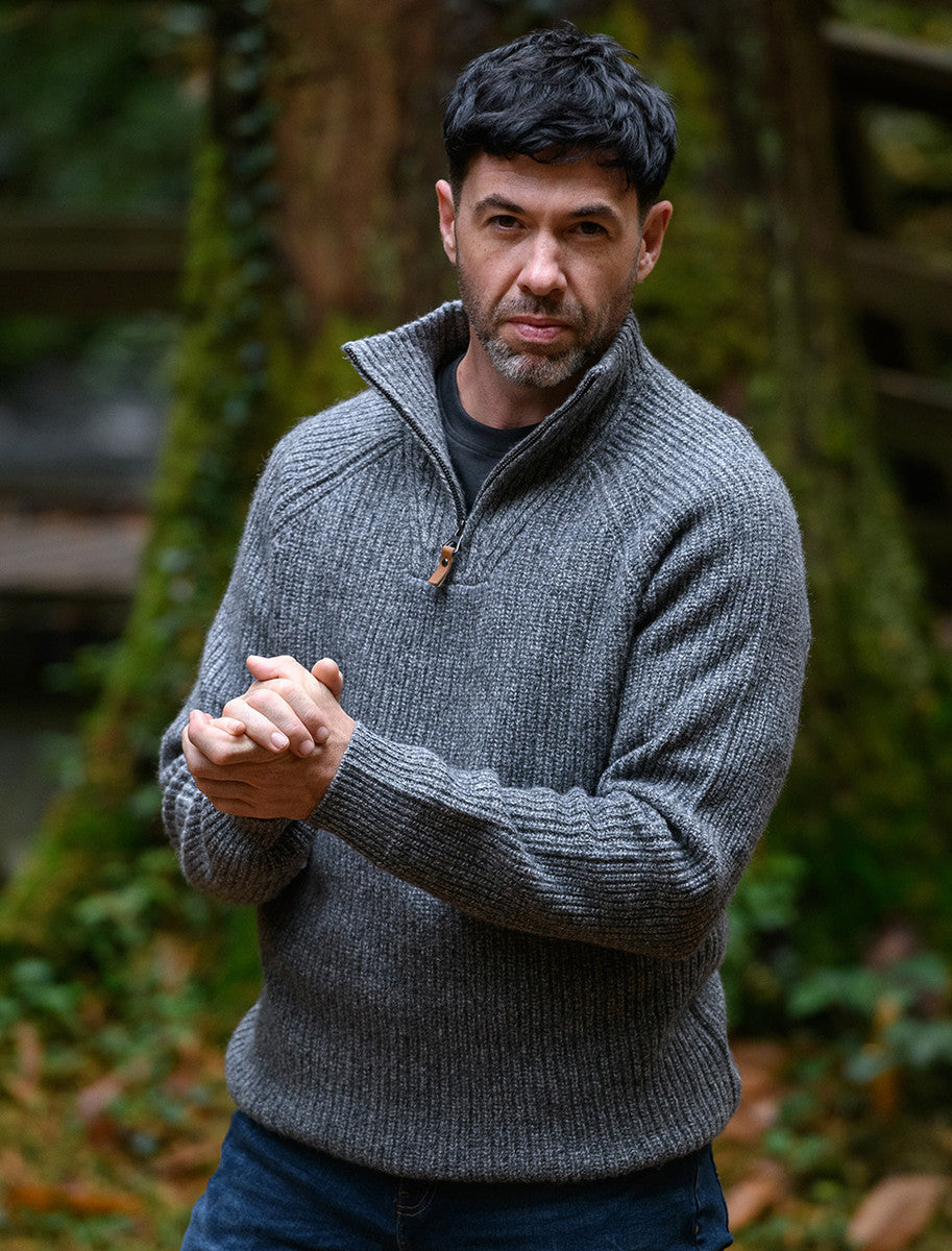 Killybegs Half-Zip Wool Sweater - Pepper 