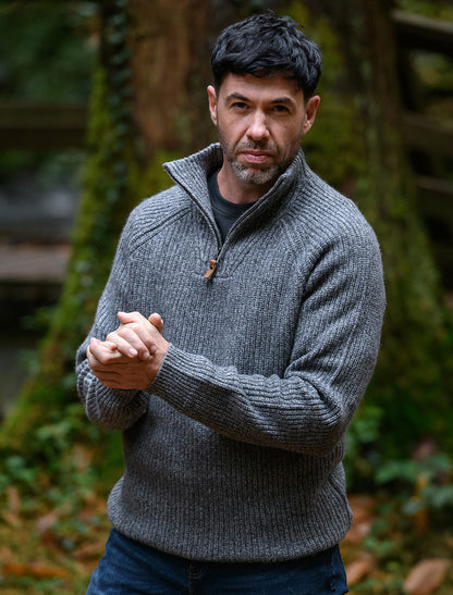 Killybegs Half-Zip Wool Sweater - Pepper 