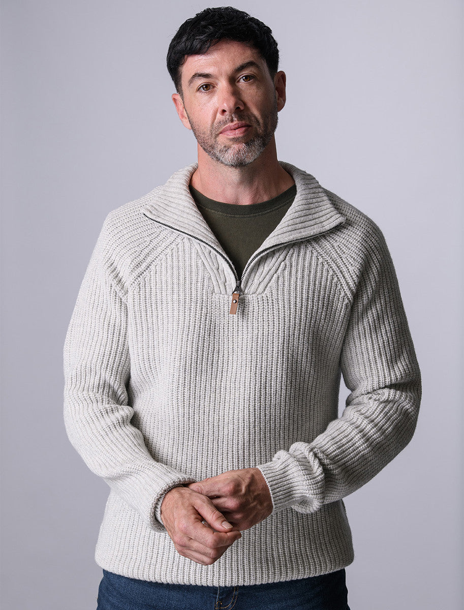 Killybegs Half-Zip Wool Sweater - Winter White 