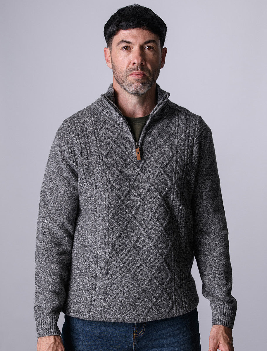 Kinsale Half-Zip Wool Sweater - Pepper 