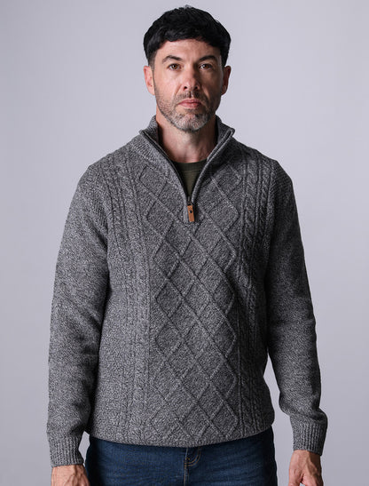 Kinsale Half-Zip Wool Sweater - Pepper 