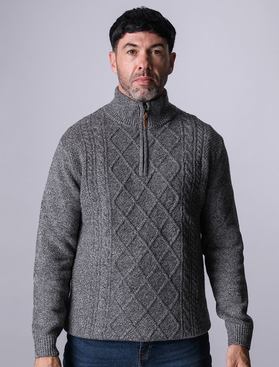 Kinsale Half-Zip Wool Sweater - Pepper 