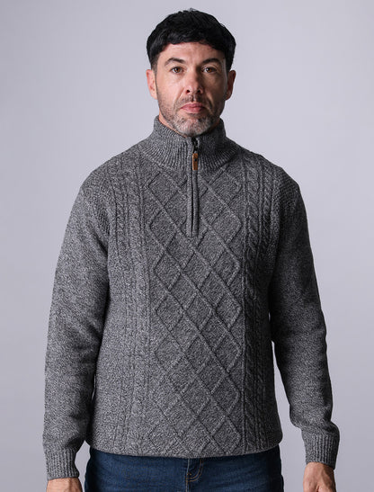 Kinsale Half-Zip Wool Sweater - Pepper 