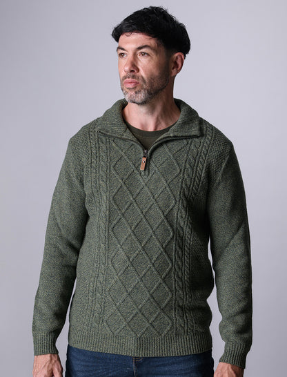 Kinsale Half-Zip Wool Sweater - Pesto Marl 