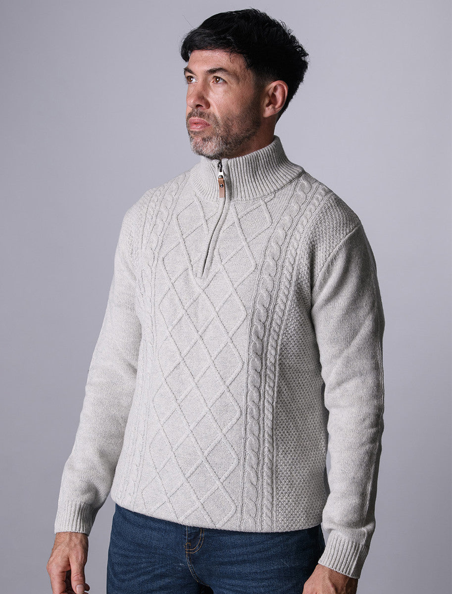 Kinsale Half-Zip Wool Sweater - Winter White 