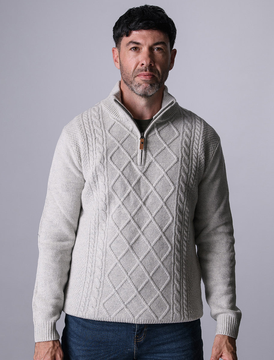 Kinsale Half-Zip Wool Sweater - Winter White 