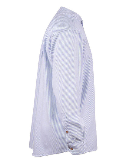 Heavyweight Grandfather Shirt - Blue Pin Stripe