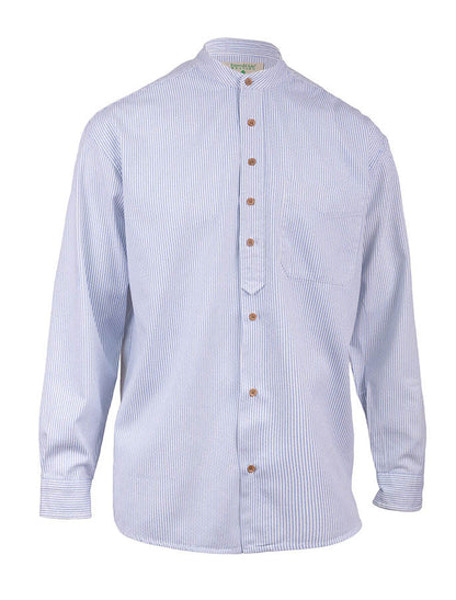 Heavyweight Grandfather Shirt - Blue Pin Stripe