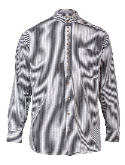 Grandfather Shirt - Navy Stripe 