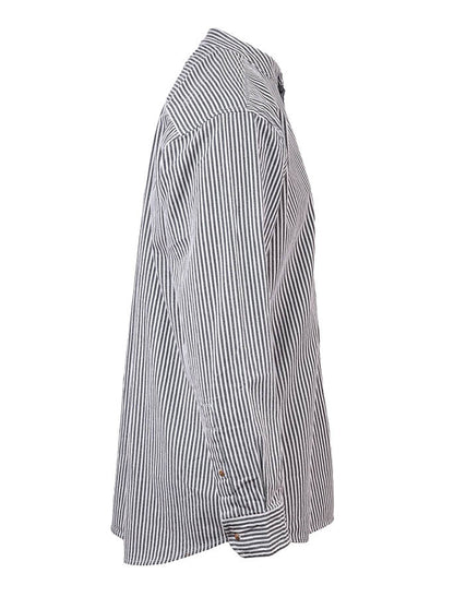 Grandfather Shirt - Navy Stripe 