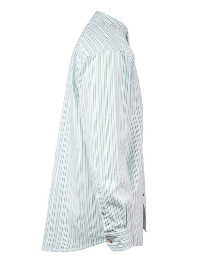 Grandfather Shirt - Blue &amp; Green Pin Stripe